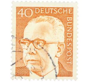 Почтовая марка 40 пфеннигов 1971 года Западная Германия (ФРГ) «Президент Густав Хайнеман» — Фото №1