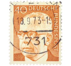 Почтовая марка 40 пфеннигов 1971 года Западная Германия (ФРГ) «Президент Густав Хайнеман» — Фото №1