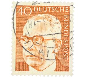 Почтовая марка 40 пфеннигов 1971 года Западная Германия (ФРГ) «Президент Густав Хайнеман» — Фото №1