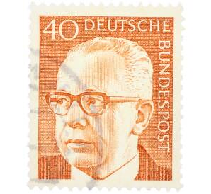 Почтовая марка 40 пфеннигов 1971 года Западная Германия (ФРГ) «Президент Густав Хайнеман» — Фото №1