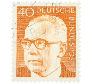 Почтовая марка 40 пфеннигов 1971 года Западная Германия (ФРГ) «Президент Густав Хайнеман» — Фото №1