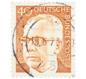 Почтовая марка 40 пфеннигов 1971 года Западная Германия (ФРГ) «Президент Густав Хайнеман» — Фото №1