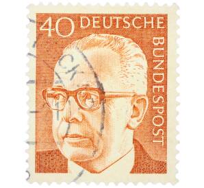 Почтовая марка 40 пфеннигов 1971 года Западная Германия (ФРГ) «Президент Густав Хайнеман» — Фото №1