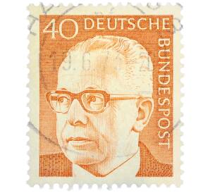 Почтовая марка 40 пфеннигов 1971 года Западная Германия (ФРГ) «Президент Густав Хайнеман» — Фото №1