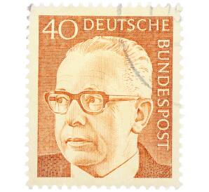 Почтовая марка 40 пфеннигов 1971 года Западная Германия (ФРГ) «Президент Густав Хайнеман» — Фото №1