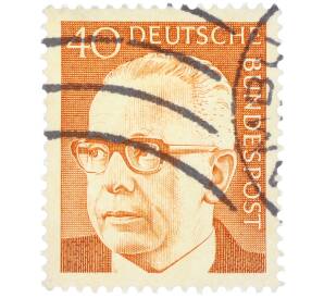 Почтовая марка 40 пфеннигов 1971 года Западная Германия (ФРГ) «Президент Густав Хайнеман» — Фото №1