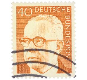 Почтовая марка 40 пфеннигов 1971 года Западная Германия (ФРГ) «Президент Густав Хайнеман» — Фото №1