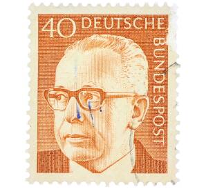 Почтовая марка 40 пфеннигов 1971 года Западная Германия (ФРГ) «Президент Густав Хайнеман» — Фото №1