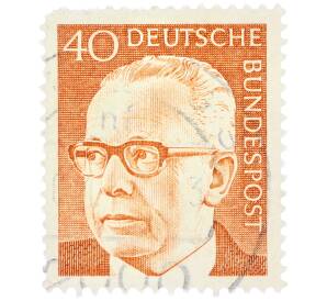 Почтовая марка 40 пфеннигов 1971 года Западная Германия (ФРГ) «Президент Густав Хайнеман» — Фото №1