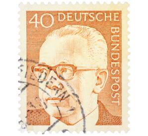 Почтовая марка 40 пфеннигов 1971 года Западная Германия (ФРГ) «Президент Густав Хайнеман» — Фото №1