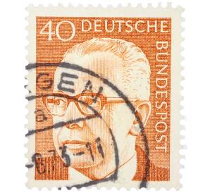 Почтовая марка 40 пфеннигов 1971 года Западная Германия (ФРГ) «Президент Густав Хайнеман» — Фото №1