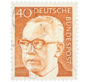 Почтовая марка 40 пфеннигов 1971 года Западная Германия (ФРГ) «Президент Густав Хайнеман» — Фото №1