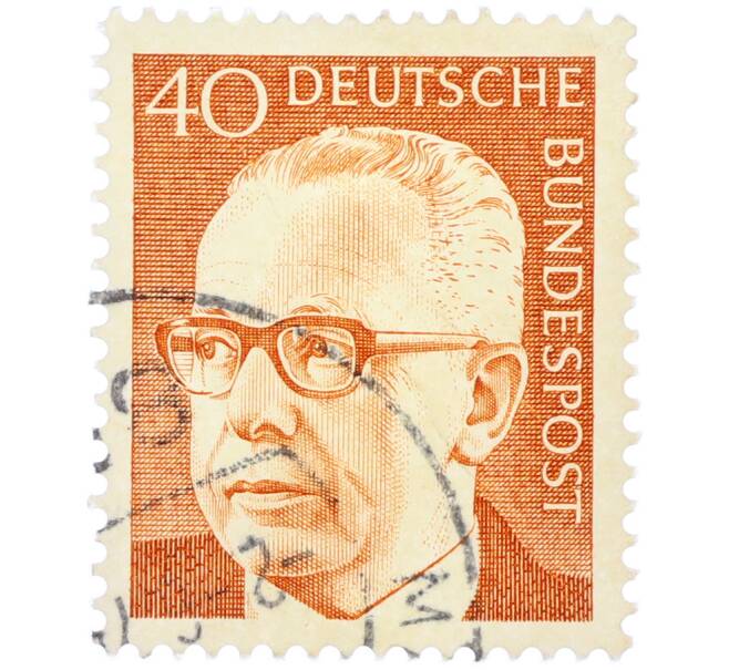 Почтовая марка 40 пфеннигов 1971 года Западная Германия (ФРГ) «Президент Густав Хайнеман» (Артикул: T11-37475) — Фото №1