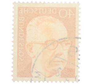 Почтовая марка 40 пфеннигов 1971 года Западная Германия (ФРГ) «Президент Густав Хайнеман» — Фото №2