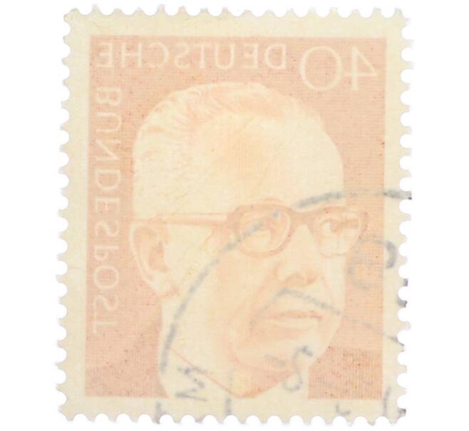 Почтовая марка 40 пфеннигов 1971 года Западная Германия (ФРГ) «Президент Густав Хайнеман» (Артикул: T11-37475) — Фото №2