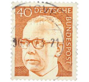 Почтовая марка 40 пфеннигов 1971 года Западная Германия (ФРГ) «Президент Густав Хайнеман» — Фото №1