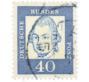 Почтовая марка 40 пфеннигов 1961 года Западная Германия (ФРГ) «Выдающиеся немцы — Готхольд Эфраим Лессинг» — Фото №1