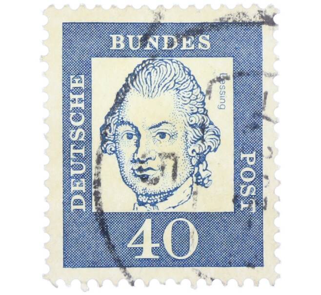 Почтовая марка 40 пфеннигов 1961 года Западная Германия (ФРГ) «Выдающиеся немцы — Готхольд Эфраим Лессинг» (Артикул: T11-37483) — Фото №1