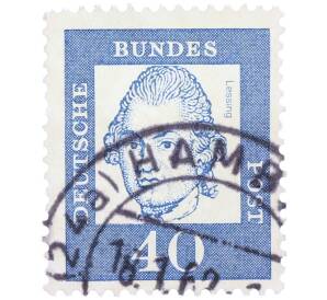 Почтовая марка 40 пфеннигов 1961 года Западная Германия (ФРГ) «Выдающиеся немцы — Готхольд Эфраим Лессинг» — Фото №1