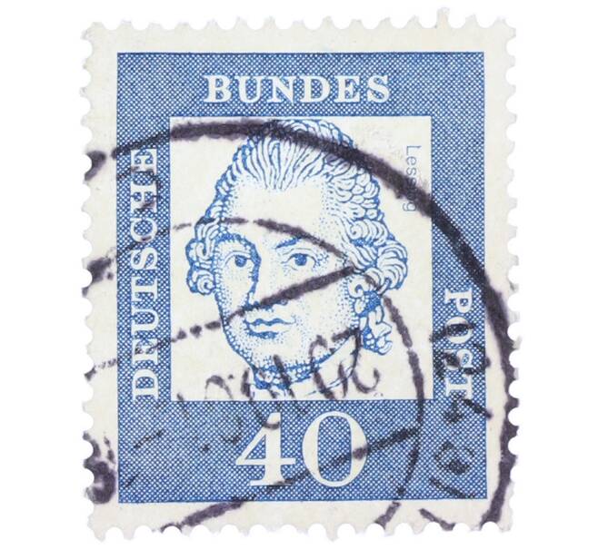 Почтовая марка 40 пфеннигов 1961 года Западная Германия (ФРГ) «Выдающиеся немцы — Готхольд Эфраим Лессинг» (Артикул: T11-37485) — Фото №1