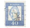 Почтовая марка 40 пфеннигов 1961 года Западная Германия (ФРГ) «Выдающиеся немцы — Готхольд Эфраим Лессинг» (Артикул: T11-37486) — Фото №1