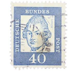 Почтовая марка 40 пфеннигов 1961 года Западная Германия (ФРГ) «Выдающиеся немцы — Готхольд Эфраим Лессинг» — Фото №1