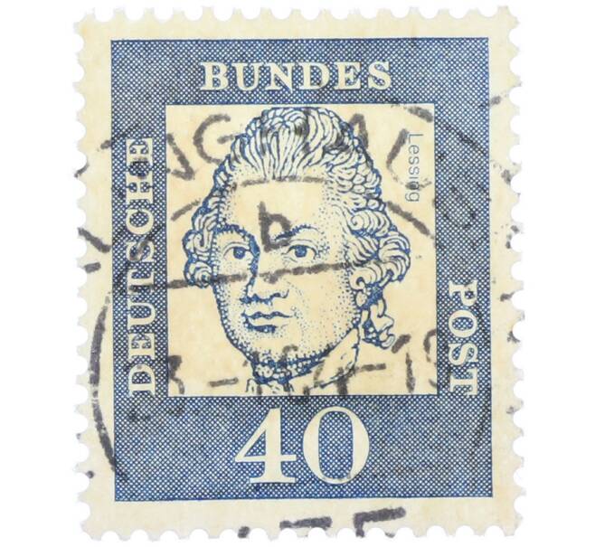 Почтовая марка 40 пфеннигов 1961 года Западная Германия (ФРГ) «Выдающиеся немцы — Готхольд Эфраим Лессинг» (Артикул: T11-37487) — Фото №1