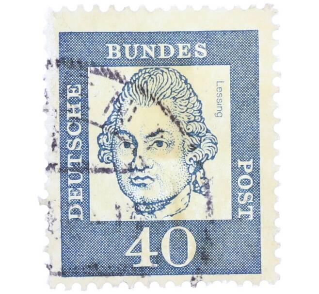 Почтовая марка 40 пфеннигов 1961 года Западная Германия (ФРГ) «Выдающиеся немцы — Готхольд Эфраим Лессинг» (Артикул: T11-37491) — Фото №1