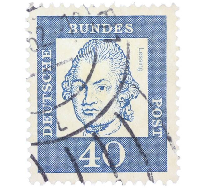 Почтовая марка 40 пфеннигов 1961 года Западная Германия (ФРГ) «Выдающиеся немцы — Готхольд Эфраим Лессинг» (Артикул: T11-37492) — Фото №1