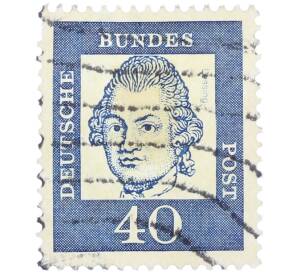 Почтовая марка 40 пфеннигов 1961 года Западная Германия (ФРГ) «Выдающиеся немцы — Готхольд Эфраим Лессинг» — Фото №1