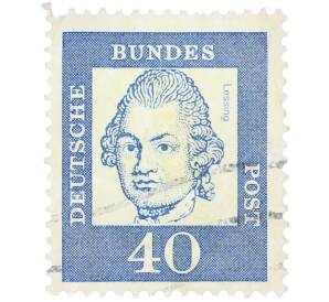 Почтовая марка 40 пфеннигов 1961 года Западная Германия (ФРГ) «Выдающиеся немцы — Готхольд Эфраим Лессинг» — Фото №1