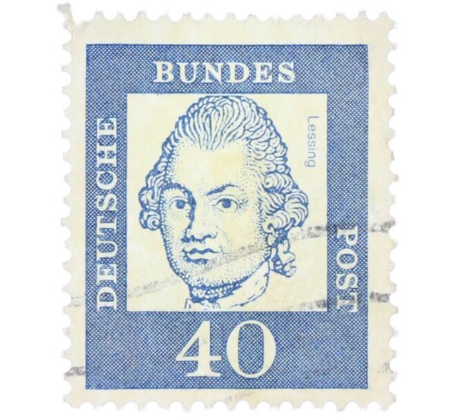 Почтовая марка 40 пфеннигов 1961 года Западная Германия (ФРГ) «Выдающиеся немцы — Готхольд Эфраим Лессинг» (Артикул: T11-37494) — Фото №1