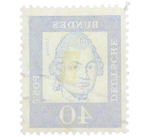 Почтовая марка 40 пфеннигов 1961 года Западная Германия (ФРГ) «Выдающиеся немцы — Готхольд Эфраим Лессинг» — Фото №2