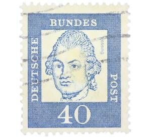 Почтовая марка 40 пфеннигов 1961 года Западная Германия (ФРГ) «Выдающиеся немцы — Готхольд Эфраим Лессинг» — Фото №1