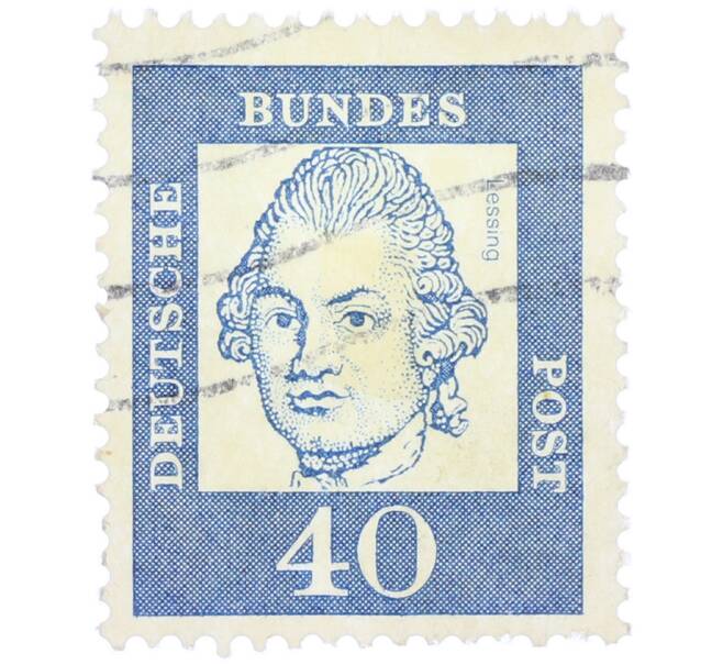 Почтовая марка 40 пфеннигов 1961 года Западная Германия (ФРГ) «Выдающиеся немцы — Готхольд Эфраим Лессинг» (Артикул: T11-37495) — Фото №1
