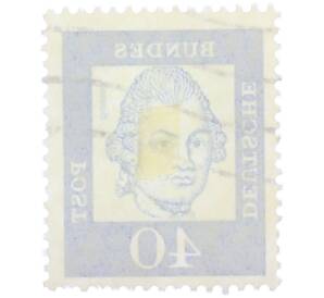 Почтовая марка 40 пфеннигов 1961 года Западная Германия (ФРГ) «Выдающиеся немцы — Готхольд Эфраим Лессинг» — Фото №2