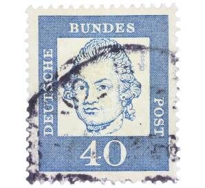 Почтовая марка 40 пфеннигов 1961 года Западная Германия (ФРГ) «Выдающиеся немцы — Готхольд Эфраим Лессинг» — Фото №1