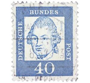 Почтовая марка 40 пфеннигов 1961 года Западная Германия (ФРГ) «Выдающиеся немцы — Готхольд Эфраим Лессинг» — Фото №1