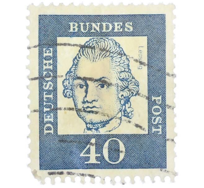 Почтовая марка 40 пфеннигов 1961 года Западная Германия (ФРГ) «Выдающиеся немцы — Готхольд Эфраим Лессинг» (Артикул: T11-37498) — Фото №1