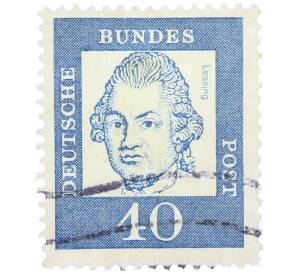 Почтовая марка 40 пфеннигов 1961 года Западная Германия (ФРГ) «Выдающиеся немцы — Готхольд Эфраим Лессинг» — Фото №1
