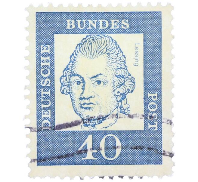 Почтовая марка 40 пфеннигов 1961 года Западная Германия (ФРГ) «Выдающиеся немцы — Готхольд Эфраим Лессинг» (Артикул: T11-37499) — Фото №1