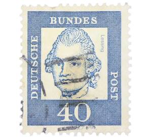 Почтовая марка 40 пфеннигов 1961 года Западная Германия (ФРГ) «Выдающиеся немцы — Готхольд Эфраим Лессинг» — Фото №1