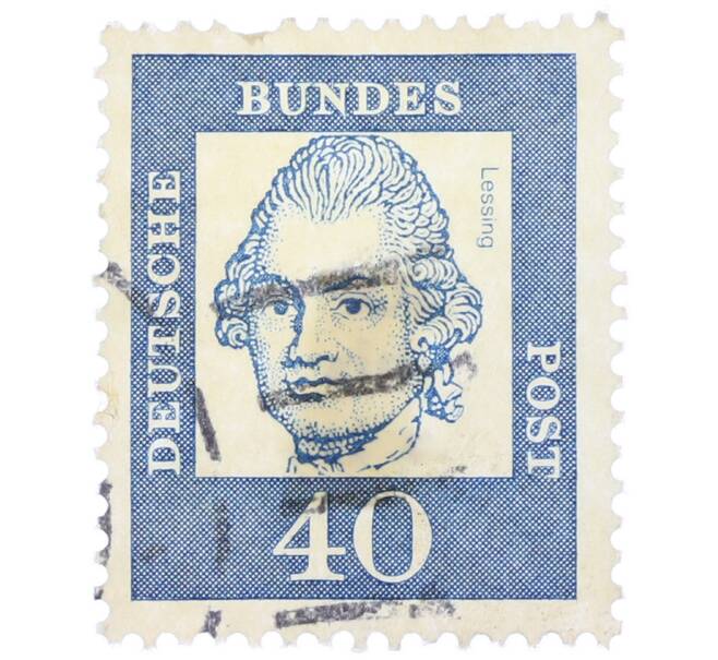 Почтовая марка 40 пфеннигов 1961 года Западная Германия (ФРГ) «Выдающиеся немцы — Готхольд Эфраим Лессинг» (Артикул: T11-37501) — Фото №1