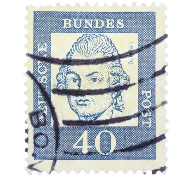 Почтовая марка 40 пфеннигов 1961 года Западная Германия (ФРГ) «Выдающиеся немцы — Готхольд Эфраим Лессинг» (Артикул: T11-37502) — Фото №1