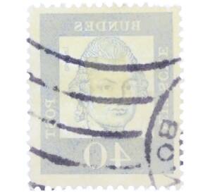 Почтовая марка 40 пфеннигов 1961 года Западная Германия (ФРГ) «Выдающиеся немцы — Готхольд Эфраим Лессинг» — Фото №2