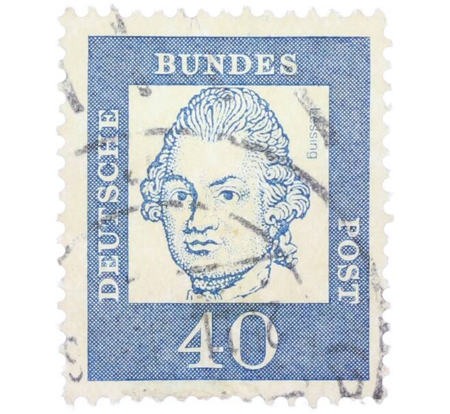 Почтовая марка 40 пфеннигов 1961 года Западная Германия (ФРГ) «Выдающиеся немцы — Готхольд Эфраим Лессинг» (Артикул: T11-37503) — Фото №1