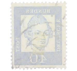 Почтовая марка 40 пфеннигов 1961 года Западная Германия (ФРГ) «Выдающиеся немцы — Готхольд Эфраим Лессинг» — Фото №2