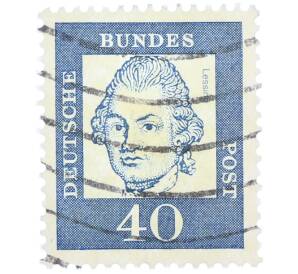 Почтовая марка 40 пфеннигов 1961 года Западная Германия (ФРГ) «Выдающиеся немцы — Готхольд Эфраим Лессинг» — Фото №1