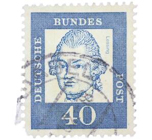 Почтовая марка 40 пфеннигов 1961 года Западная Германия (ФРГ) «Выдающиеся немцы — Готхольд Эфраим Лессинг» — Фото №1