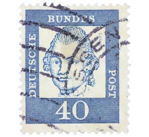 Почтовая марка 40 пфеннигов 1961 года Западная Германия (ФРГ) «Выдающиеся немцы — Готхольд Эфраим Лессинг» — Фото №1